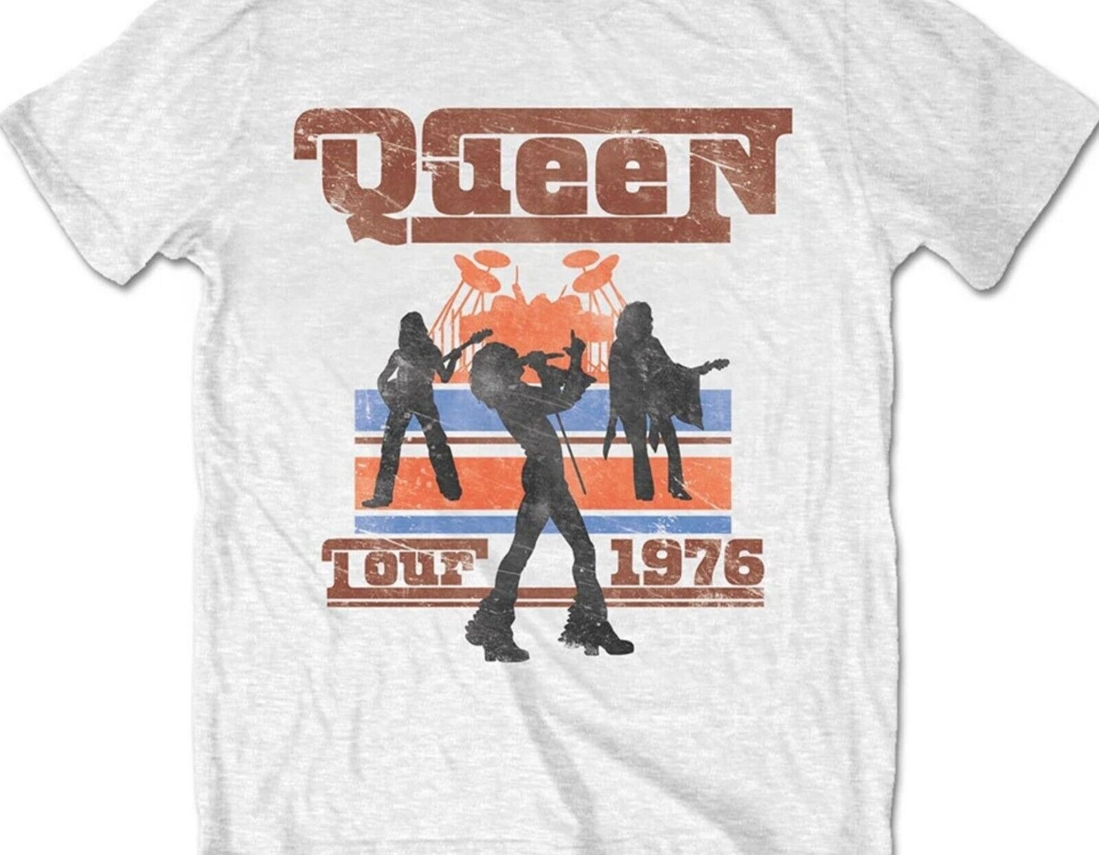 Queen Live Tour 1976 Freddie Mercury Rock OFFICIAL Tee T-Shirt Mens Unisex