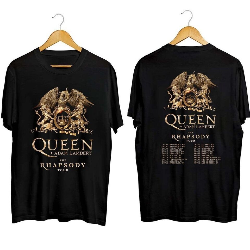 Queen The Rhapsody Tour 2023 T Shirt Black Queen Rock Band Concert Music