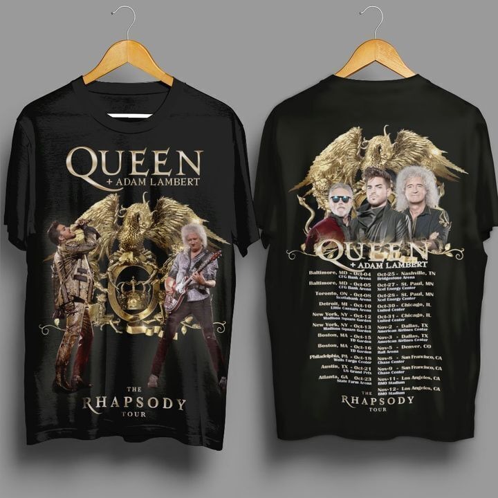 Queen The Rhapsody Tour 2023 T-Shirt Black Queen Rock Band Concert Music Allsize