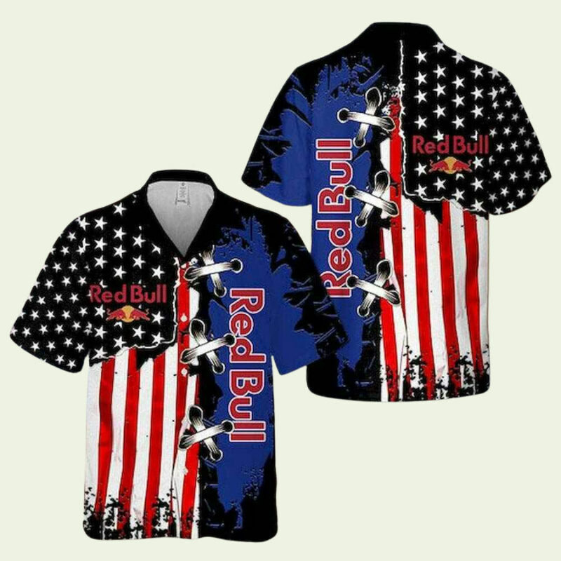 RED BULL AMERICAN FLAG SUMMER HAWAIIAN SHIRT