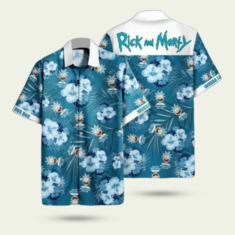 RICK AND MORTY HIBISCUS FLOWERS PATTERN SUMMER HAWAIIAN SHIRT