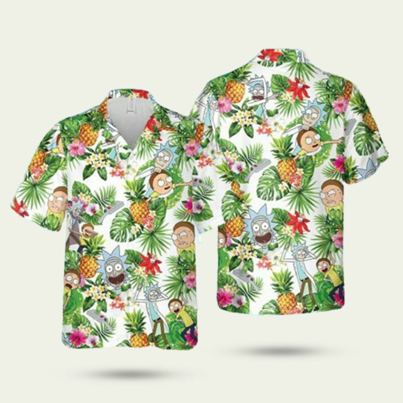 RICK AND MORTY TV SHOW SUMMER VACATION HAWAIIAN SHIRT