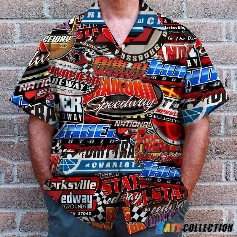 Racing Racetrack Logo Hawaiian Shirt, Gift For Men, S-5XL