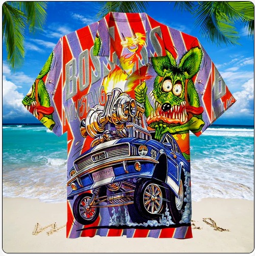 Rat Fink Boss Mustang Unisex Hawaiian Shirt, Gift For Men And Women, S-5XL