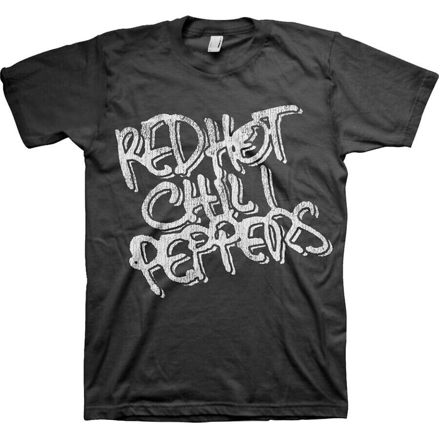 Red Hot Chili Peppers - Black & White Logo - Black t-shirt