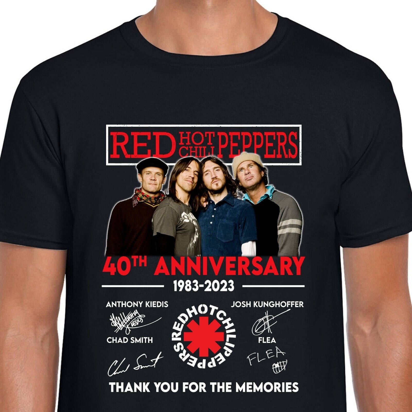 Red Hot Chili Peppers 40th Anniversary Thank You Tshirt Unisex Black Tee For Fan