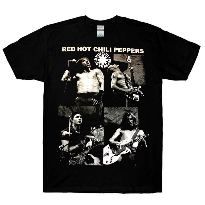 Red Hot Chili Peppers Band Photo Black T-Shirt Fullsize