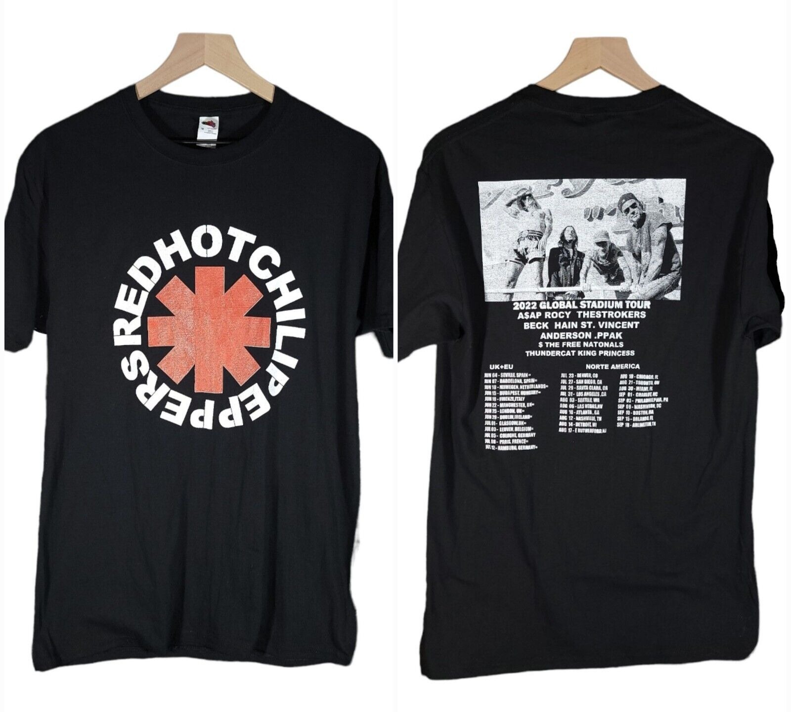 Red Hot Chilli Peppers 2022 Global Stadium Tour T-Shirt Tee Black New