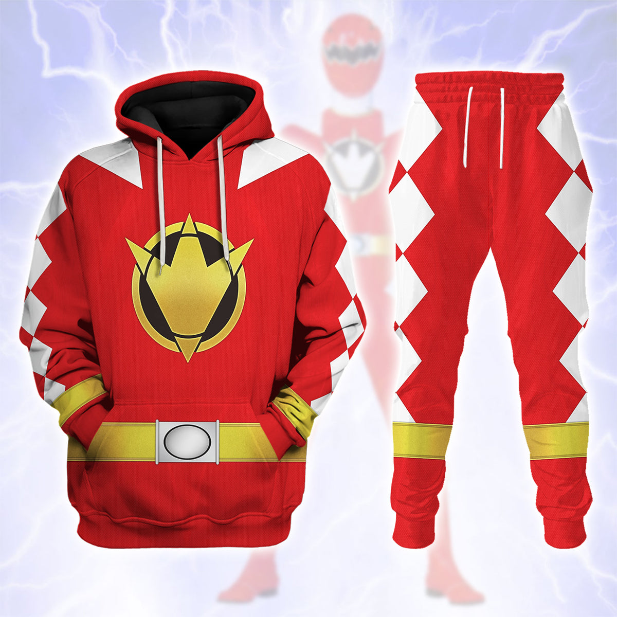 Red Ranger Dino Thunder cosplay track suit 