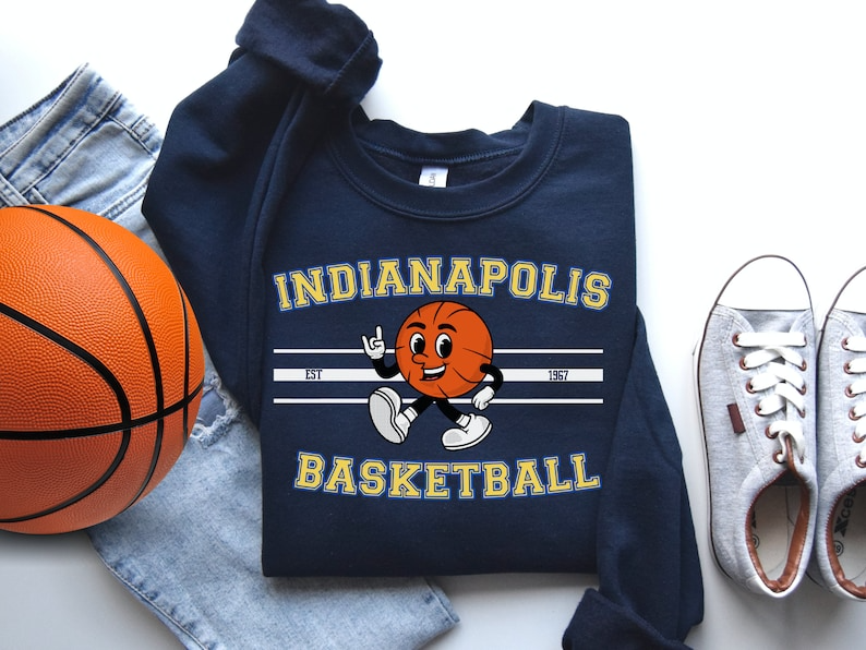 Retro Indianapolis Basketball Sweatshirt for Pacer Fans, Rep this Unique Game Day Indiana Basketball Unisex Crewneck, Perfect for Pacer Fans