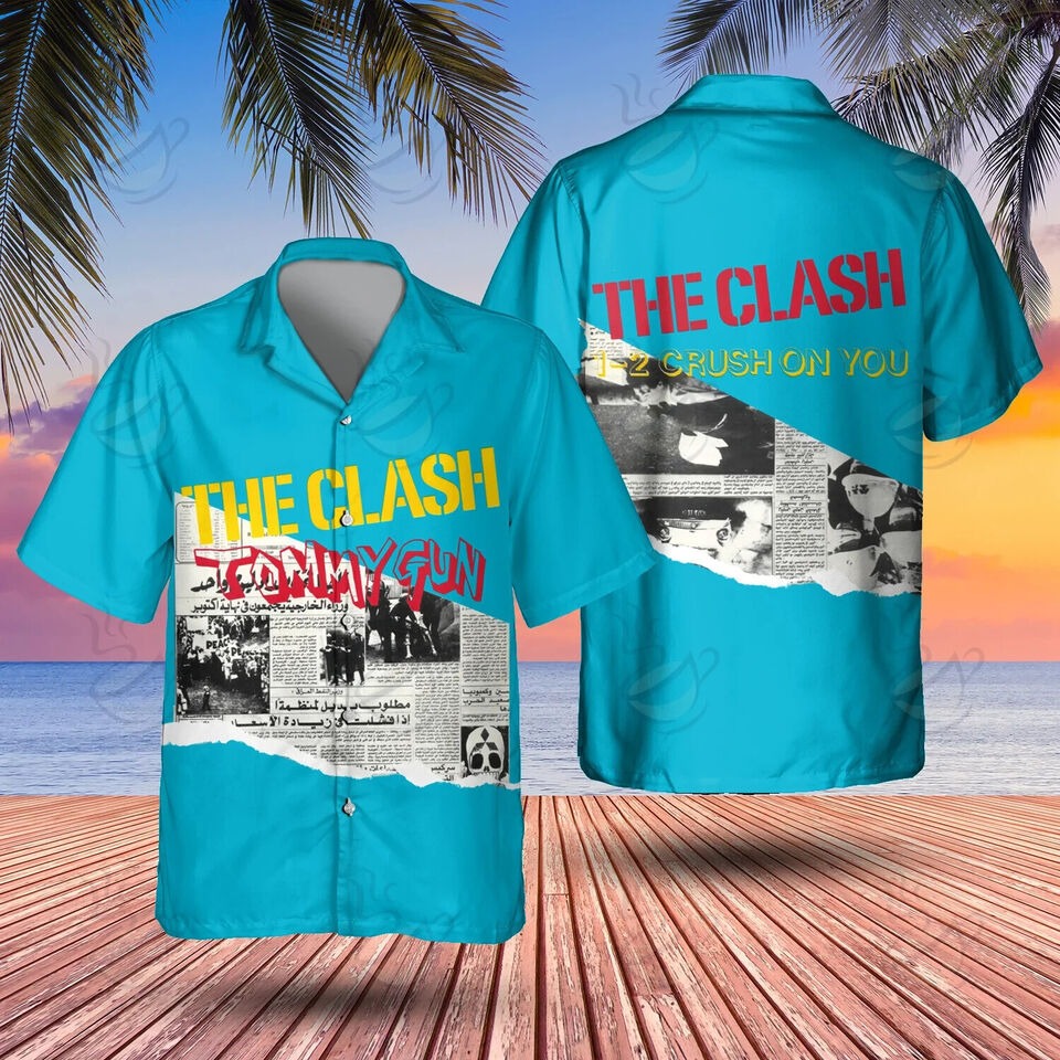 Rock Band The Clash Tommy Gun Hawaiian Shirt, Music Lovers Shirt Size S-5XL