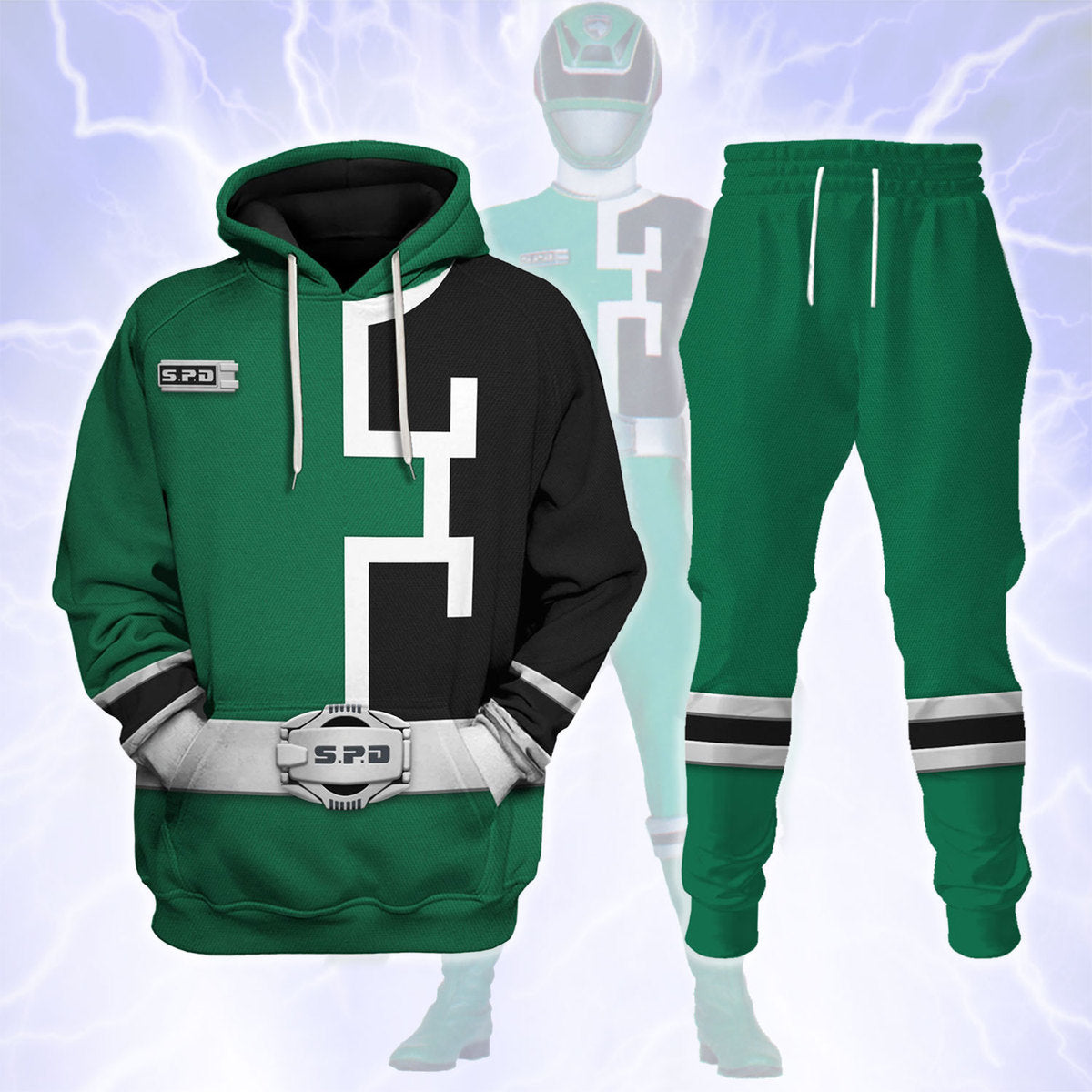 S.P.D Green Ranger cosplay track suit 