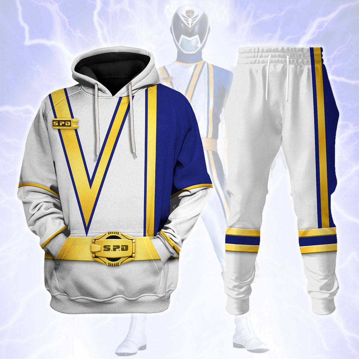 S.P.D White Ranger cosplay track suit 