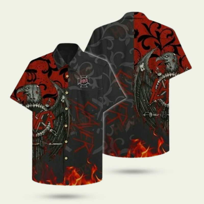 SLAYER BAND RED FIRE HAWAIIAN SHIRT