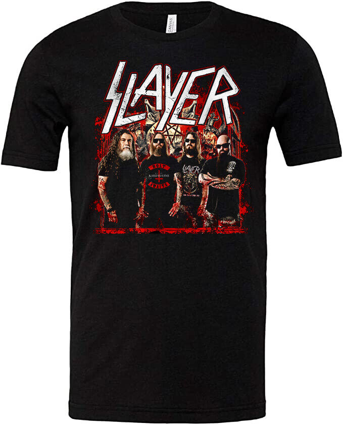 SLAYER METAL BAND BLACK T-SHIRT WITH ALL MEMBERS ON FRONT