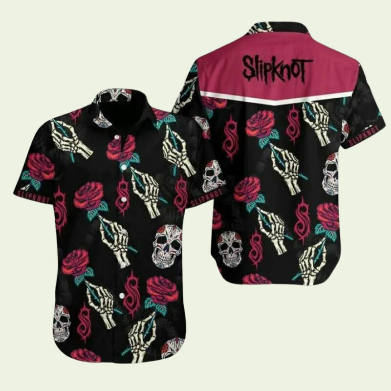 SLIPKNOT BAND ROSE SKULL HAWAIIAN SHIRT