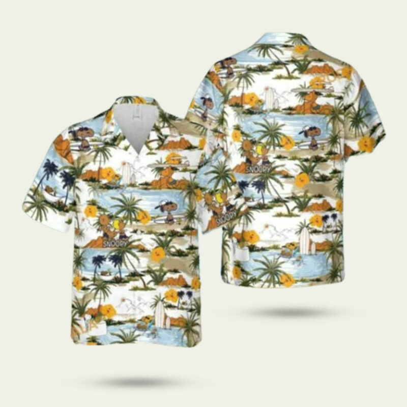 SNOOPY AND FRIENDS BROWN HAWAIIAN SHIRT