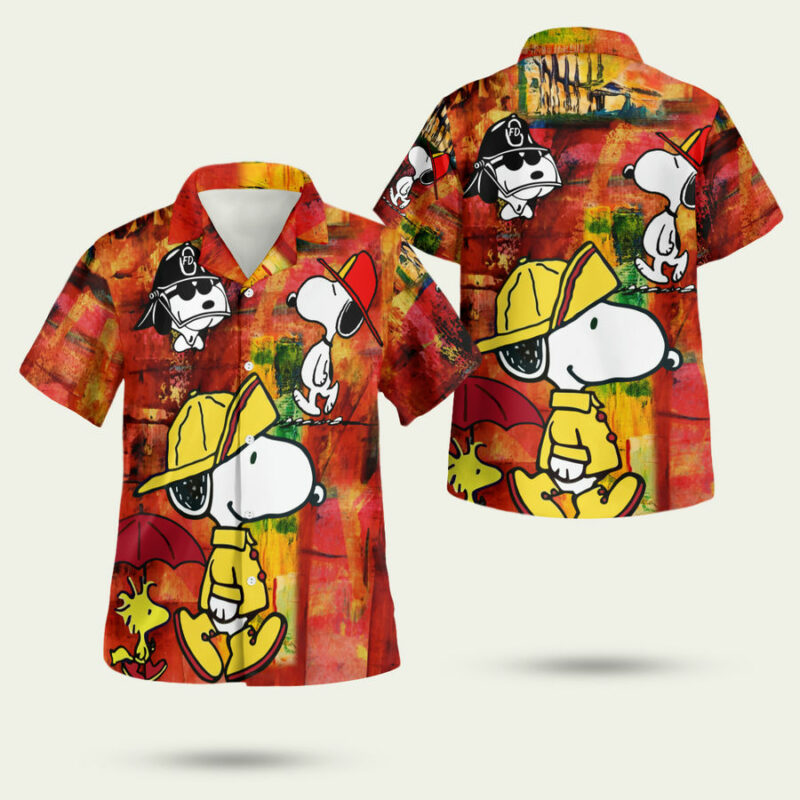 SNOOPY FIREFIGHTER COOL SUMMER HAWAIIAN SHIRT