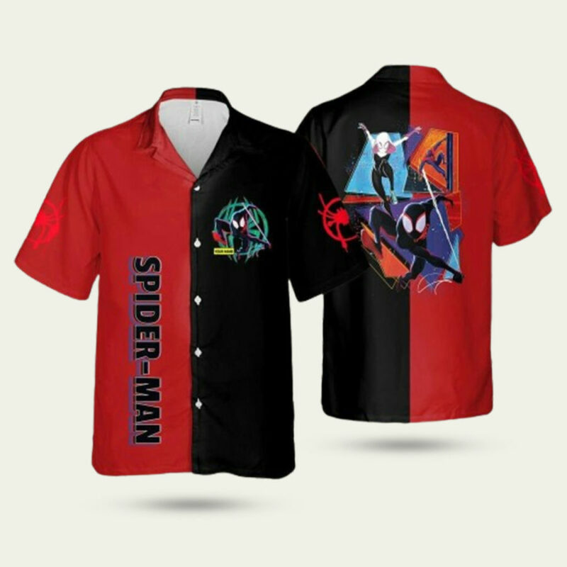 SPIDER MAN ACROSS THE SPIDER VERSE TEXTURE HAWAIIAN ALOHA SHIRT SHIRT