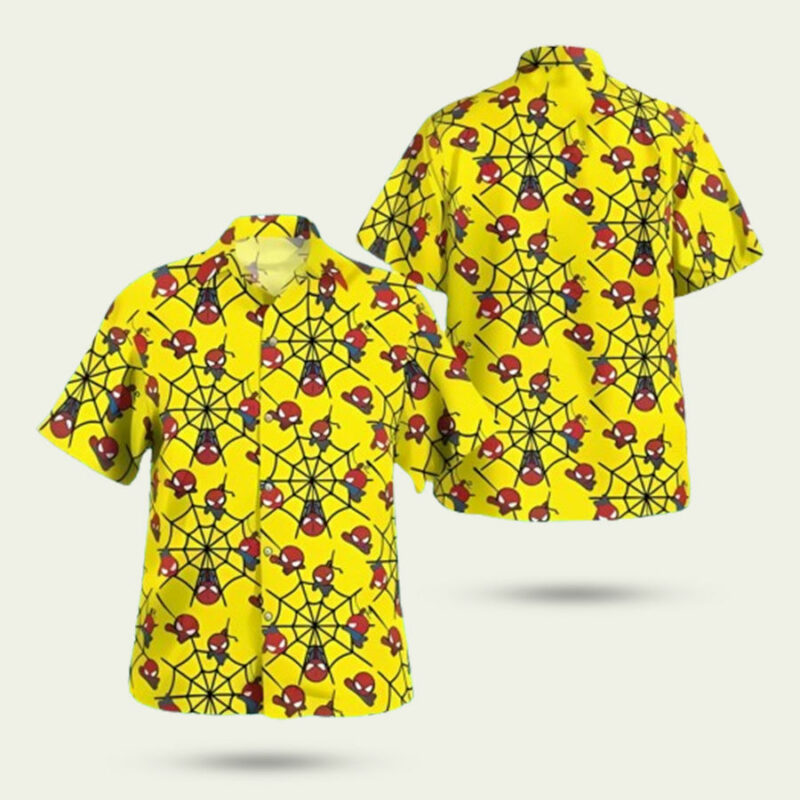 SPIDER MAN CHIBI YELLOW HAWAIIAN SHIRT