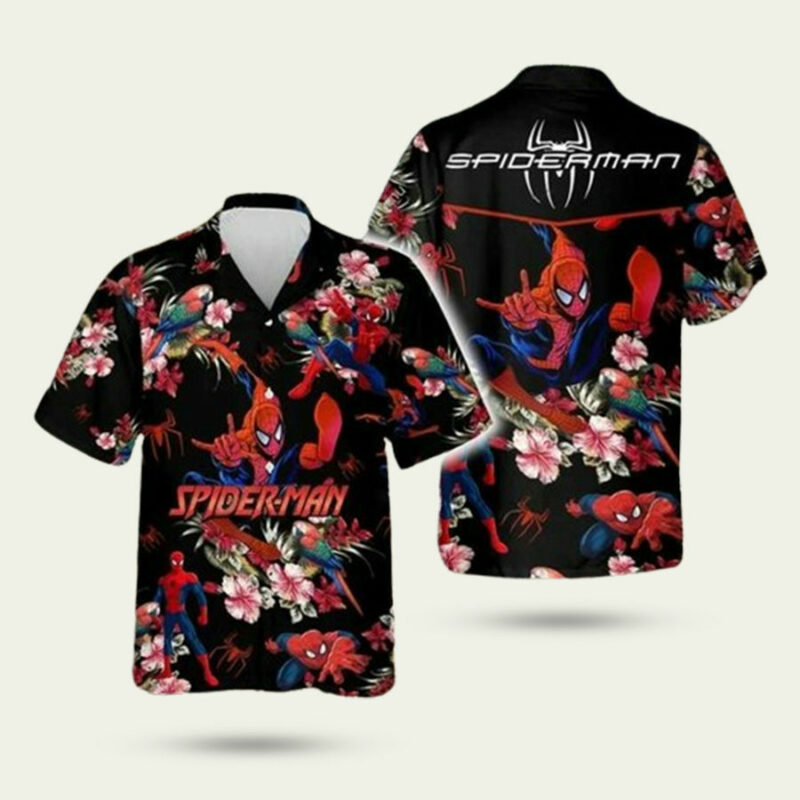 SPIDER MAN HIBISCUS FLOWER HAWAIIAN SHIRT