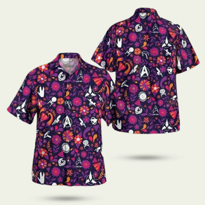 STAR TREK LOGO FLORAL PATTERN HAWAIIAN SHIRT