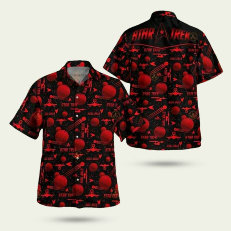 STAR TREK RED PATTERN HAWAIIAN SHIRT