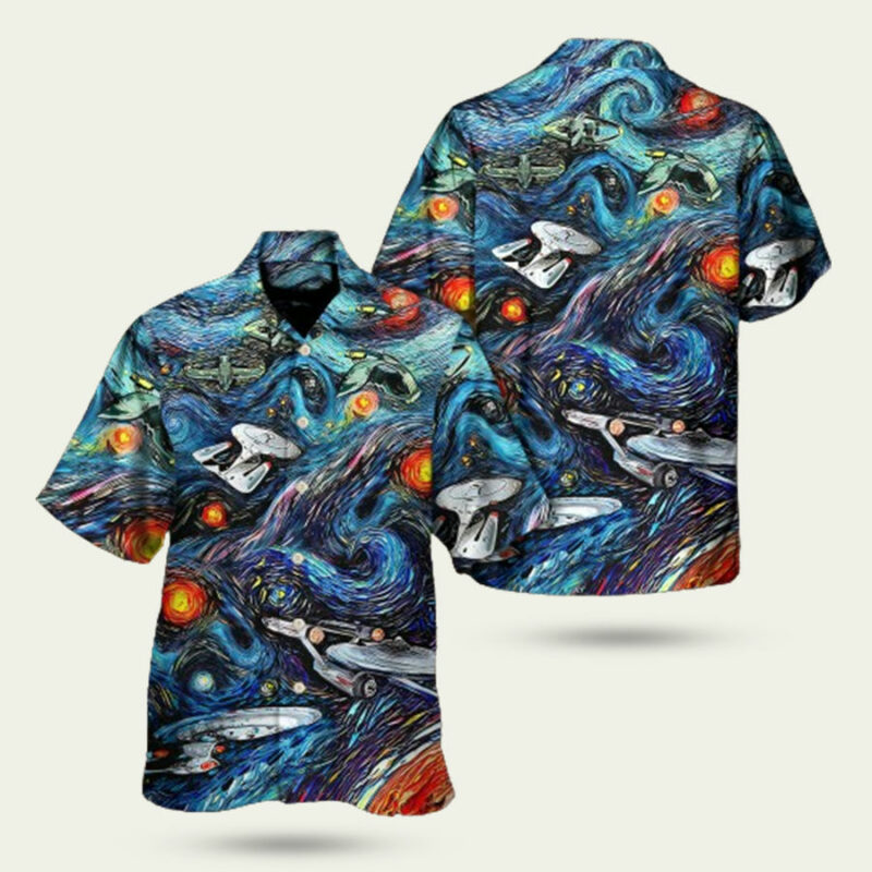 STAR TREK STARRY NIGHT FANTAXY SHIPS HAWAIIAN SHIRT