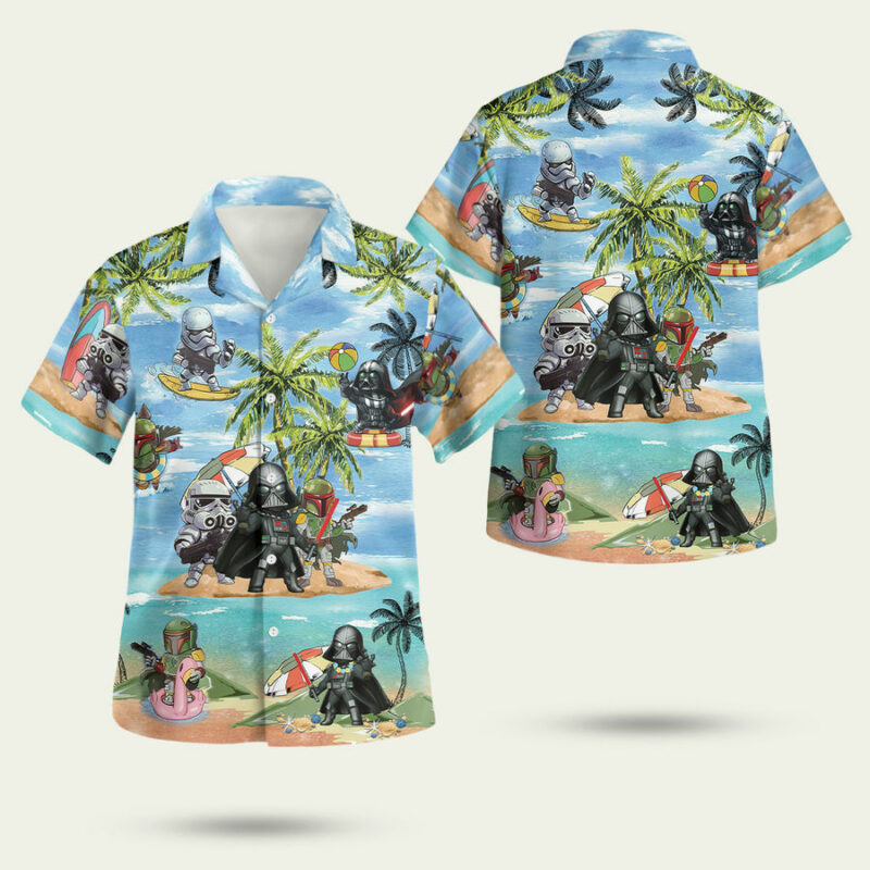 STAR WARS DARTH VADER BOBA FETT STORM TROOPER HAWAIIAN SHIRT