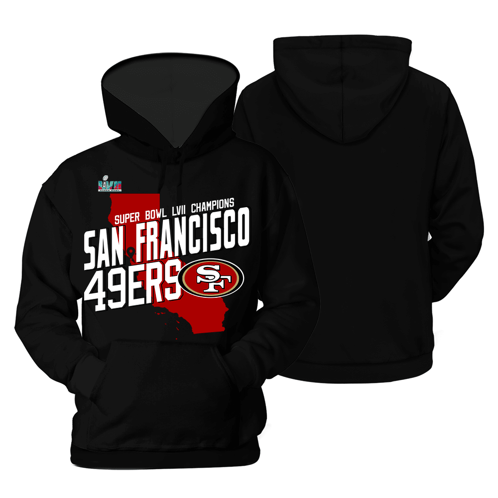 San Francisco 49Ers Superbowl Map Print  Unisex Pullover Hoodie