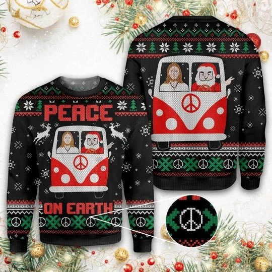 Santa And Jesus Peace On Earth Ugly Christmas Sweater