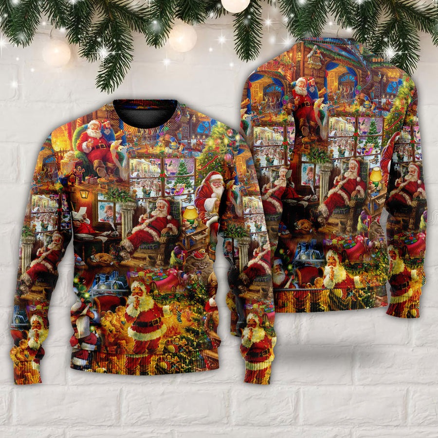 Santa Christmas Happy Holiday Season Of Joy - Sweater - Ugly Christmas Sweaters