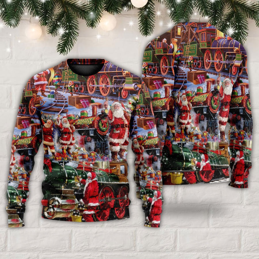 Santa Christmas Snow Village Christmas Spirit Of Giving - Sweater - Ugly Christmas Sweaters