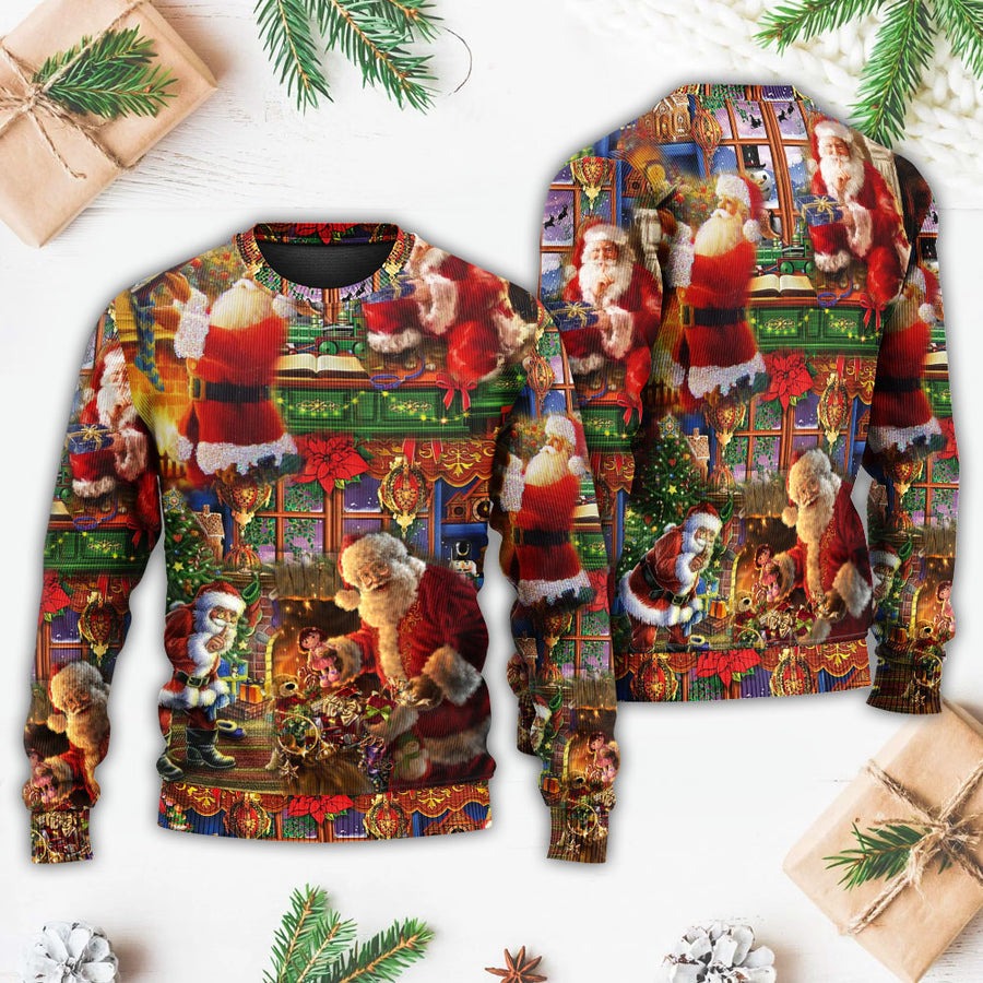 Santa Claus Christmas Merry Xmas - Sweater - Ugly Christmas Sweaters