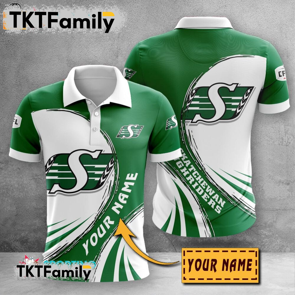 Saskatchewan Roughriders Custom Name 3D Polo Shirt TKT Familys