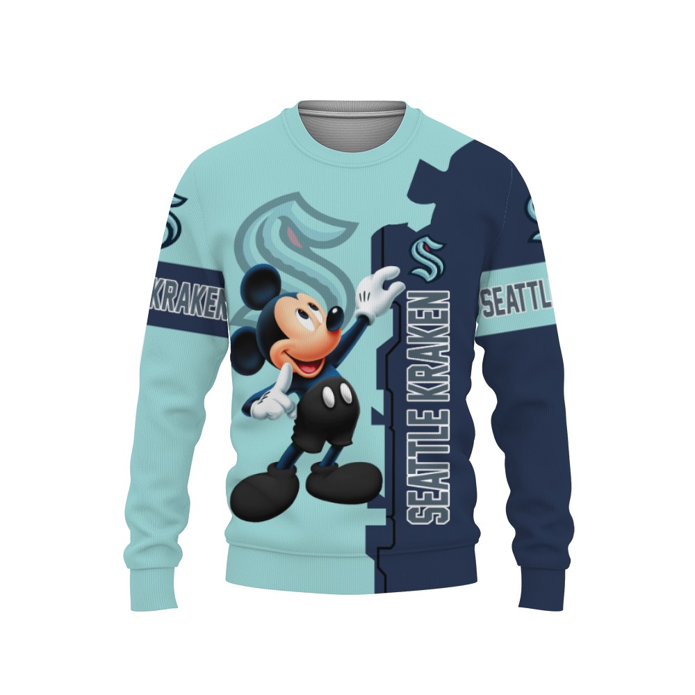 Seattle Kraken Mickey Mouse Champions Football-3D Sweatshirt