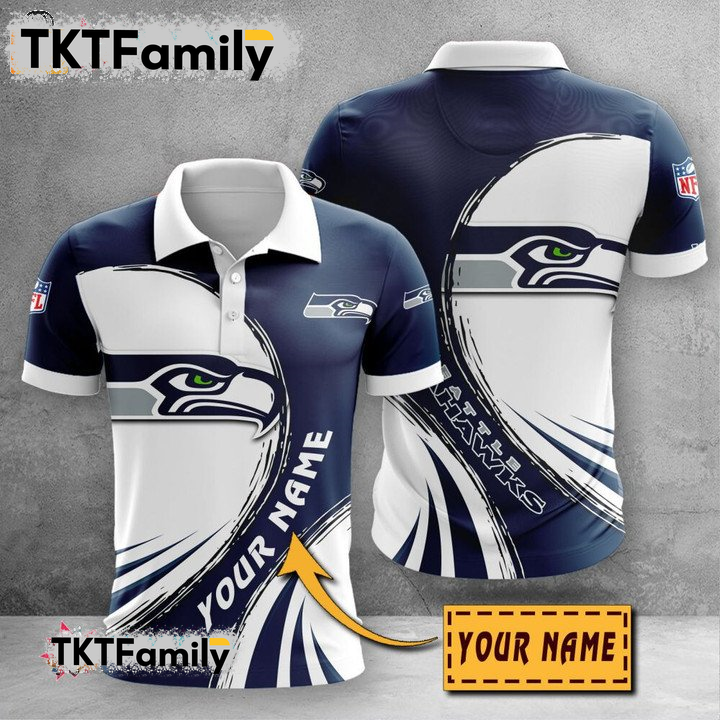 Seattle Seahawks Custom Name 3D Polo Shirt TKT Familys