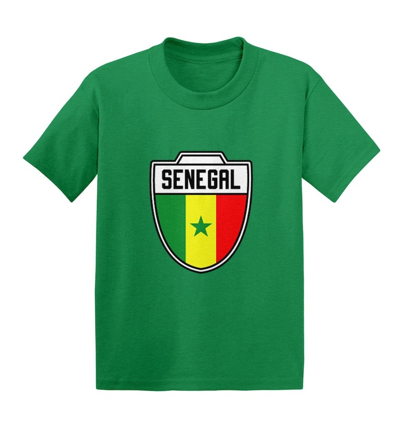 Senegal Soccer Crest Kid's T-Shirt - Country Pride Proud Heritage Nationality Compete World Competition Represent Futbol Sports