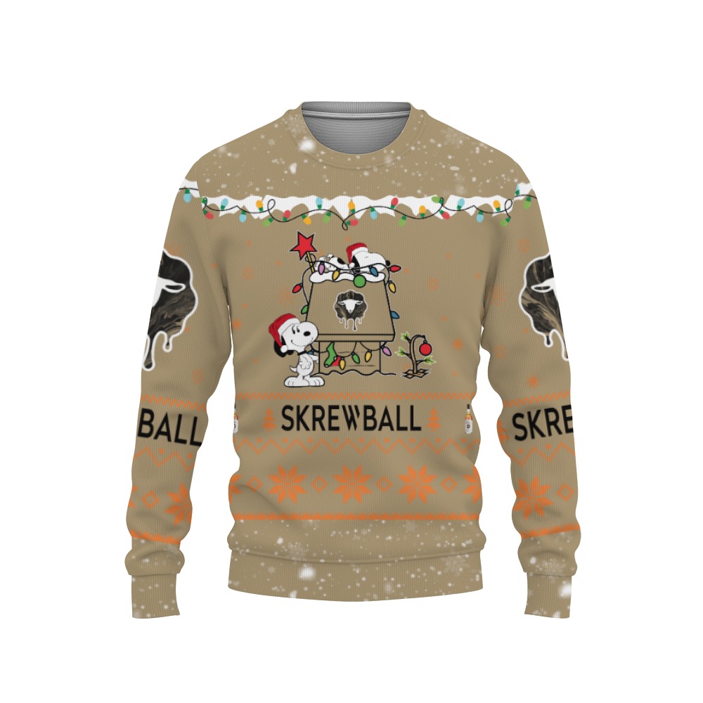 Skrewball Whiskey American Whiskey Beers Merry Christmas, Snoopy House Cute Fan Gift-3D Sweatshirt