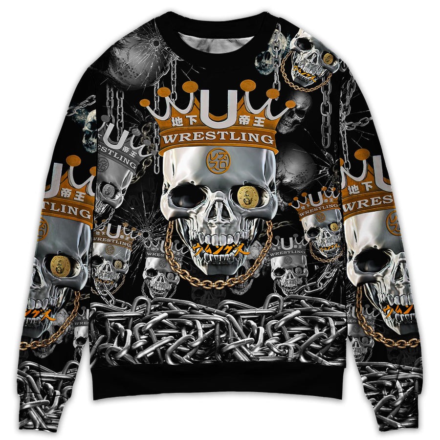 Skull Blue Smoke Flaming - Sweater - Ugly Christmas Sweater