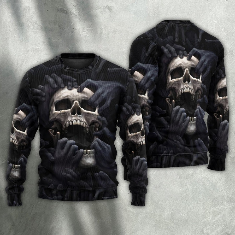 Skull Dark Screaming Hell's Hand - Sweater - Ugly Christmas Sweaters