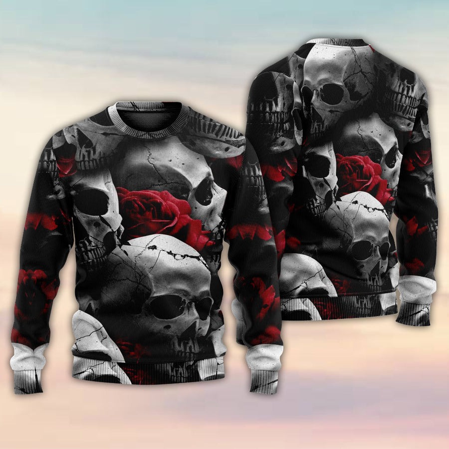 Skull Death Love Rose - Sweater - Ugly Christmas Sweaters