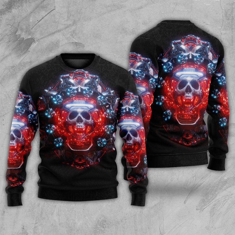 Skull Electric Dream Or Die - Sweater - Ugly Christmas Sweaters