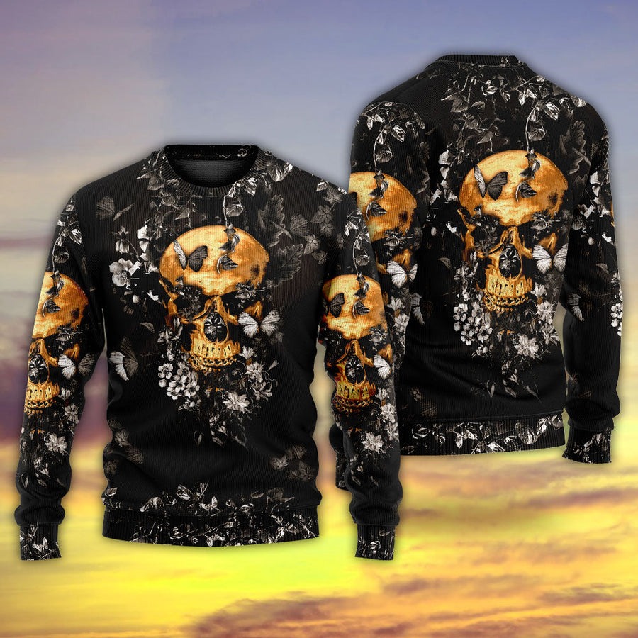 Skull Flowers Grow Out Of Dark Moments - Sweater - Ugly Christmas Sweaters