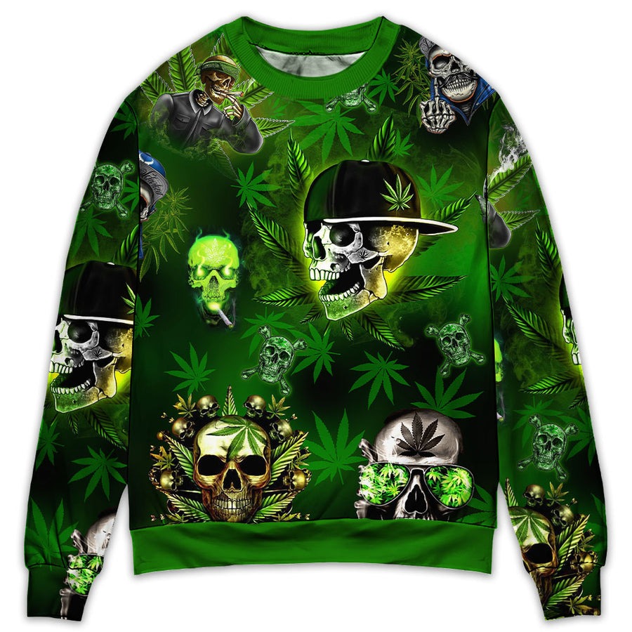 Skull Let's Get High Style - Sweater - Ugly Christmas Sweater