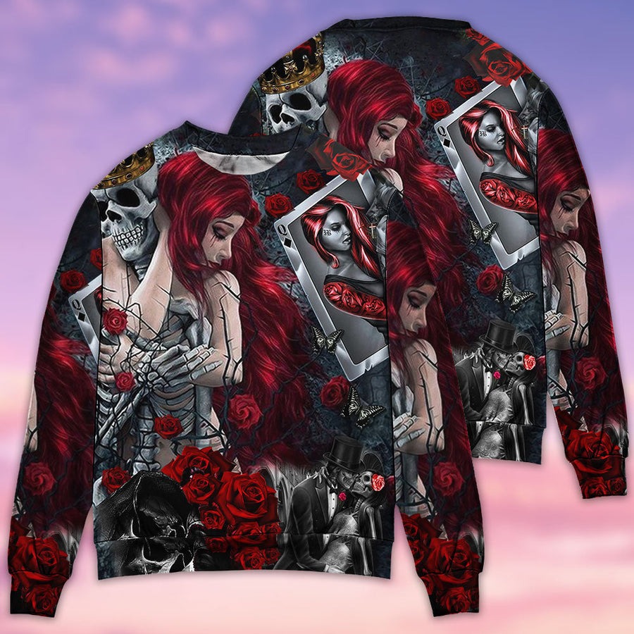 Skull Love Is Life Rose - Sweater - Ugly Christmas Sweaters