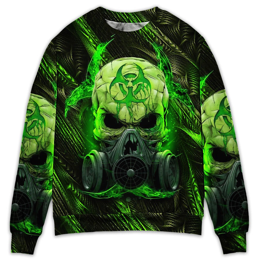 Skull Mask Green Lighting - Sweater - Ugly Christmas Sweater