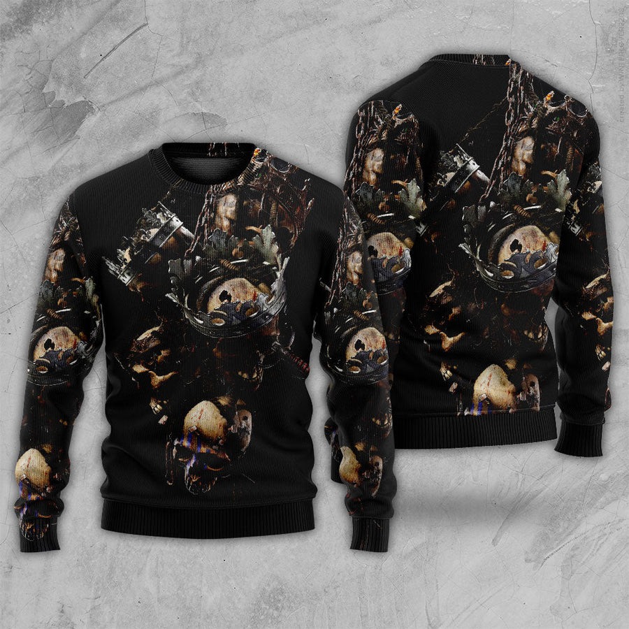 Skull Only In Their Death Can A King Live Forever - Sweater - Ugly Christmas Sweaters