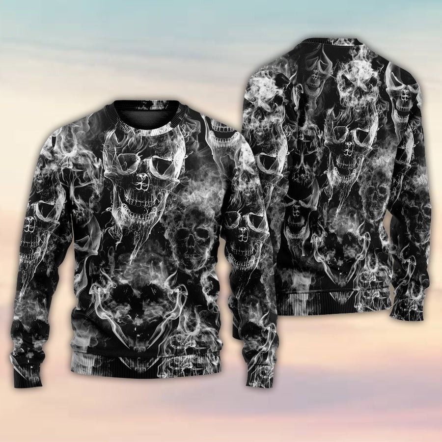 Skull Smoke Kill This Life - Sweater - Ugly Christmas Sweaters