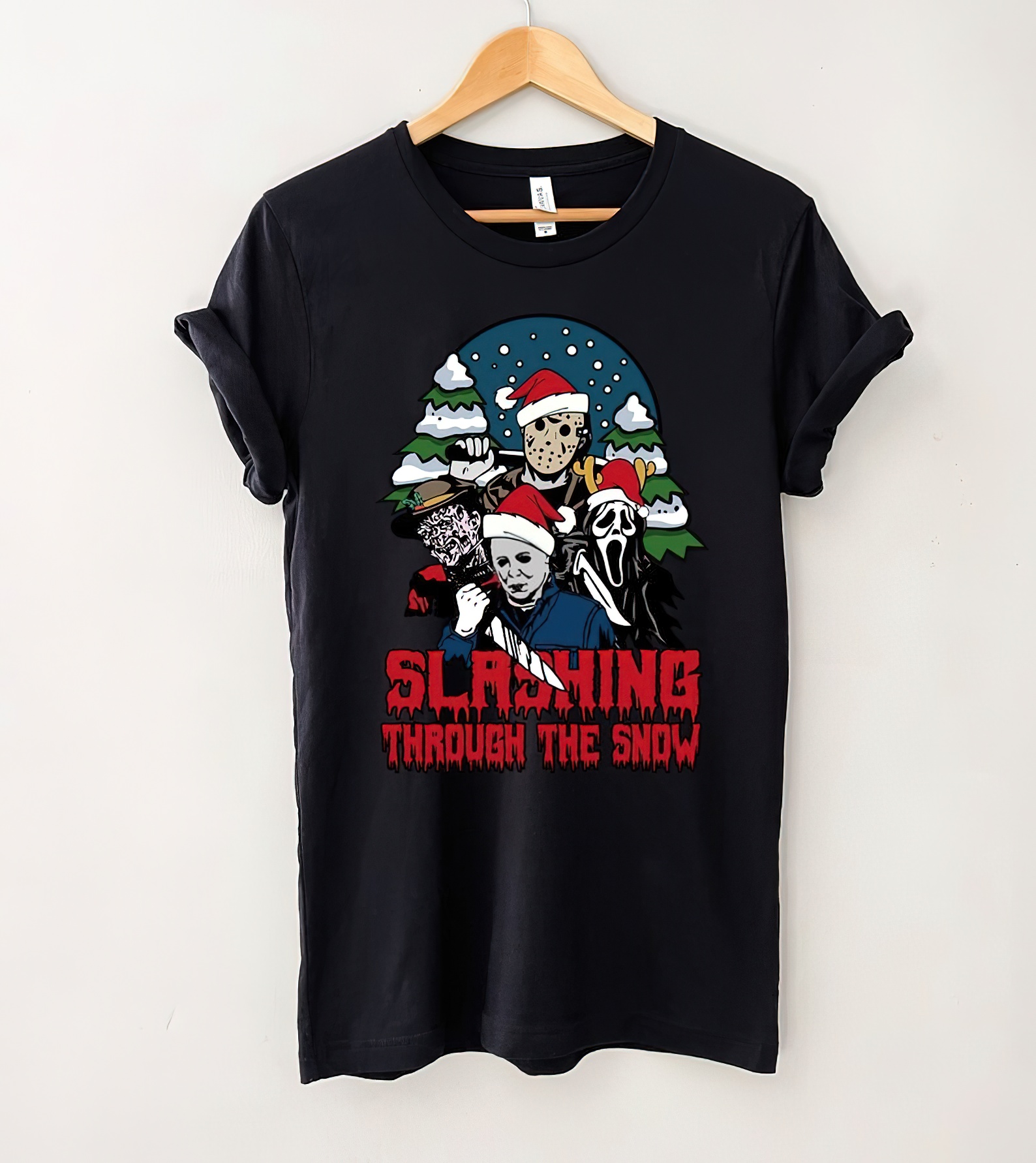 Slashing Through The Snow T-Shirt, Christmas Shirt, Horror Christmas Shirt, Micheal Myers Shirt, Gift Tee For You And Your Friends-gigapixel-standard-scale-2_00x